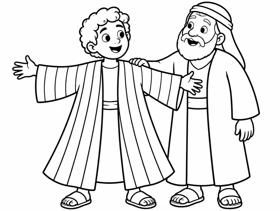 Joseph's Coat of Many Colours colouring page for kids