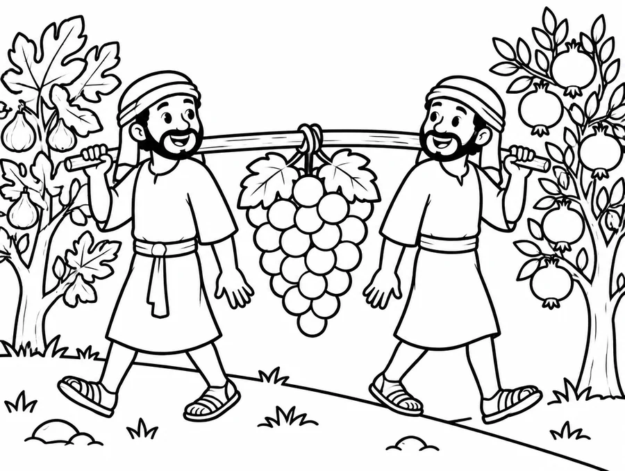 The Spies and the Giant Grapes colouring page for kids